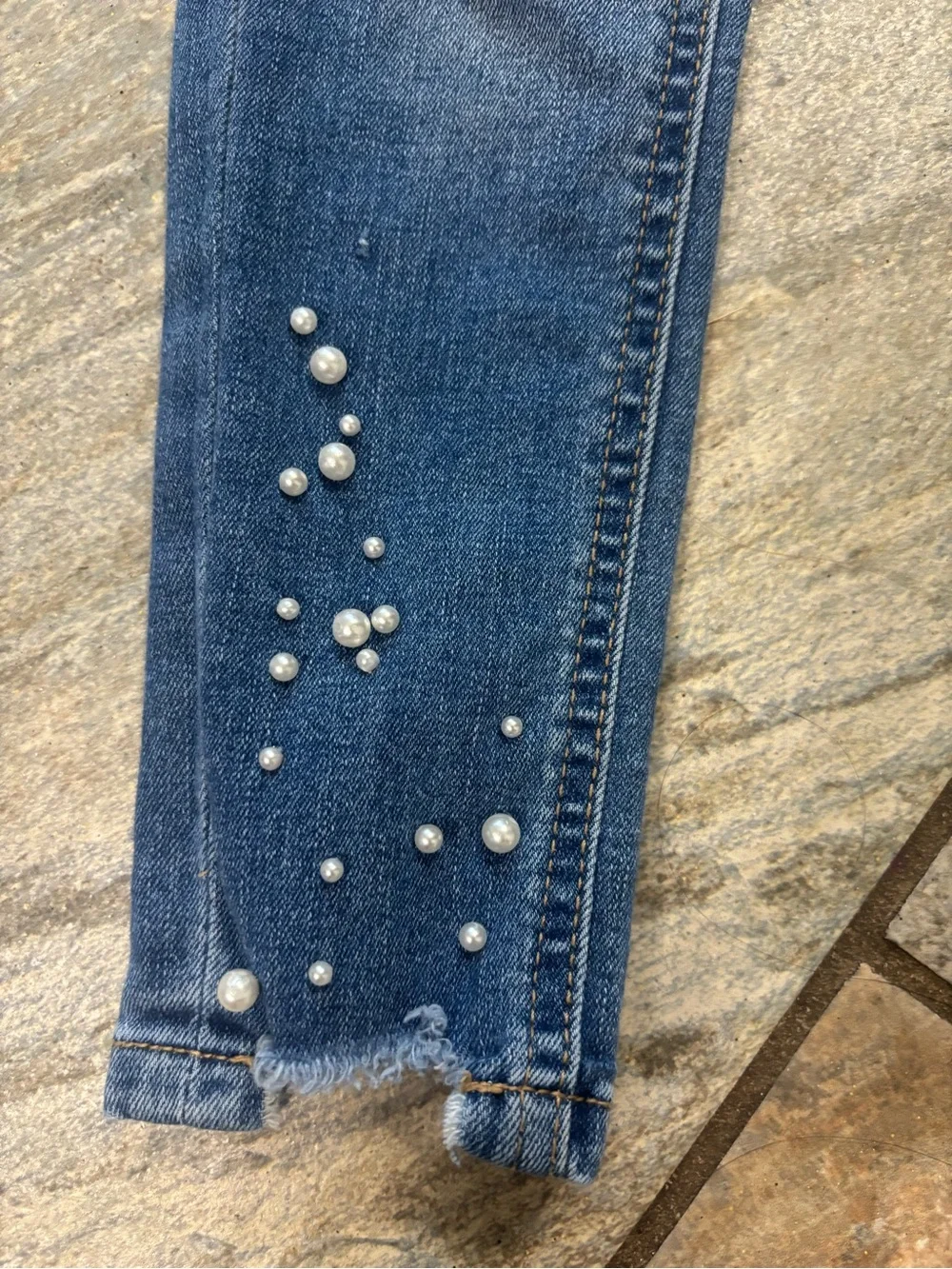 Justice Dark Blue Pearl-Embellished Jeggings